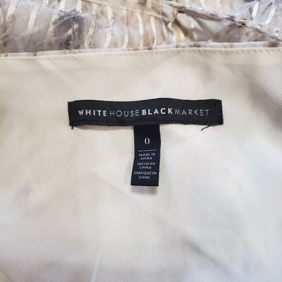 White House Black Market Sheer Stripe Split Long Sleeve Dress - Picture 14 of 16